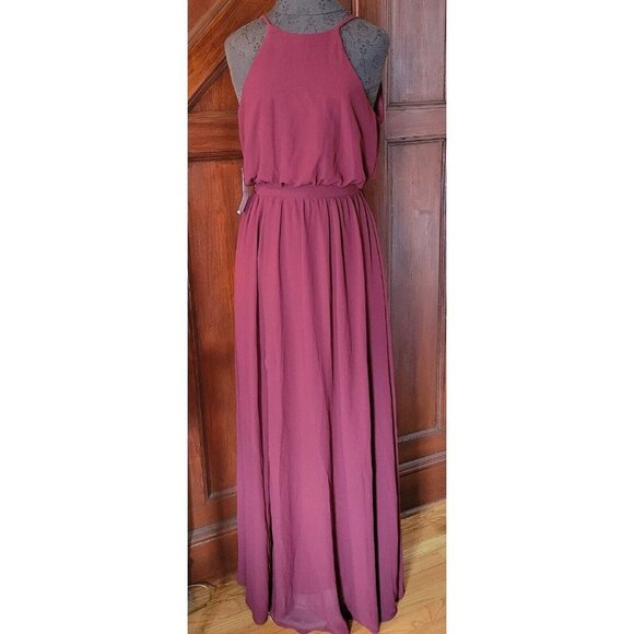BHLDN by Donna Morgan Dresses & Skirts - BHLDN Alana Maxi Dress Gown by Donna Morgan Chiffon Black Cherry Small